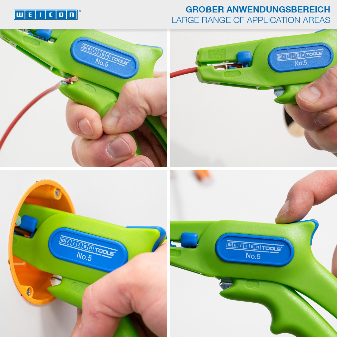 Wire Stripper No. 5 Green Line | Alat pengupasan yang berkesinambungan  I untuk semua konduktor untai  dan padat yang umum, jangkauan kerja 0,2 - 6,0 mm²