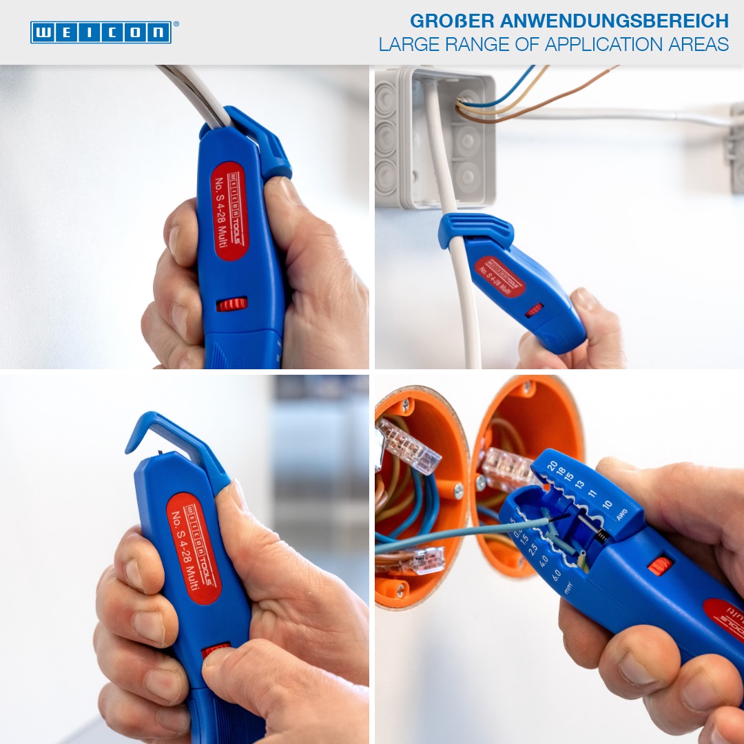 Cable Stripper No. S 4 - 28 Multi | dengan fungsi pengupasan terintegrasi I jangkauan kerja 4 - 28 mm Ø I jangkauan kerja pengupasan 0,5 - 6,0 mm²